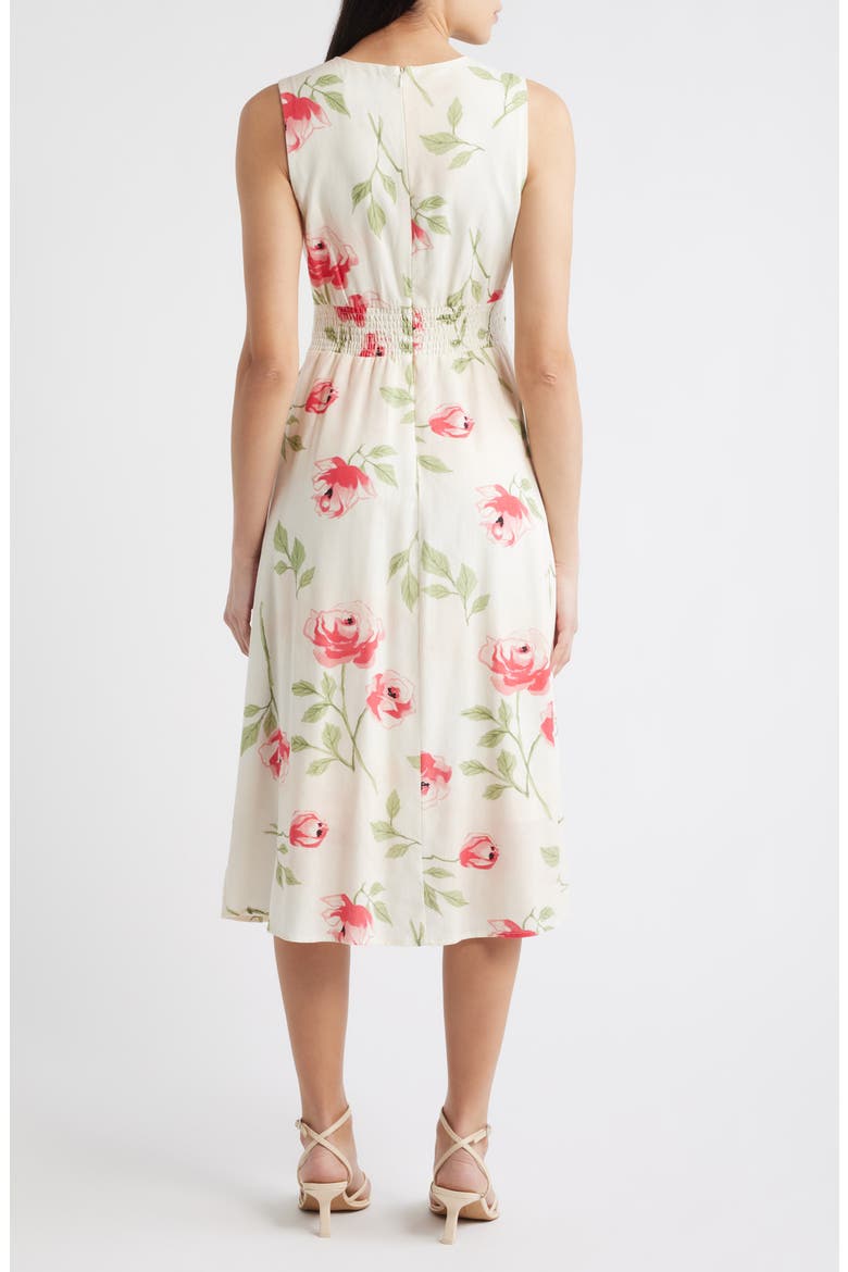 Floral Pintuck Waist Dress, Alternate, color, IVORY FLORAL