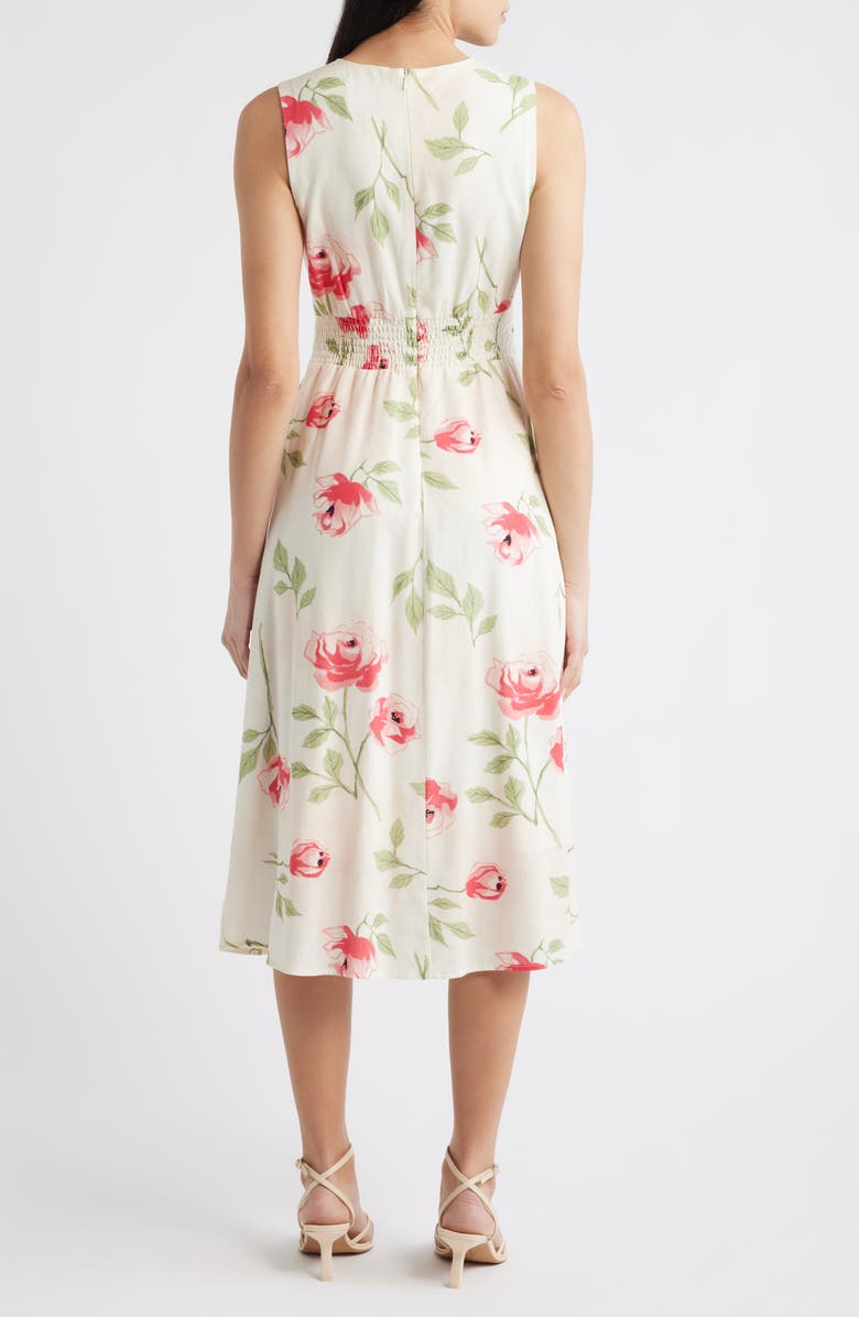 Sam Edelman Floral Pintuck Waist Dress, Alternate, color, Ivory Floral