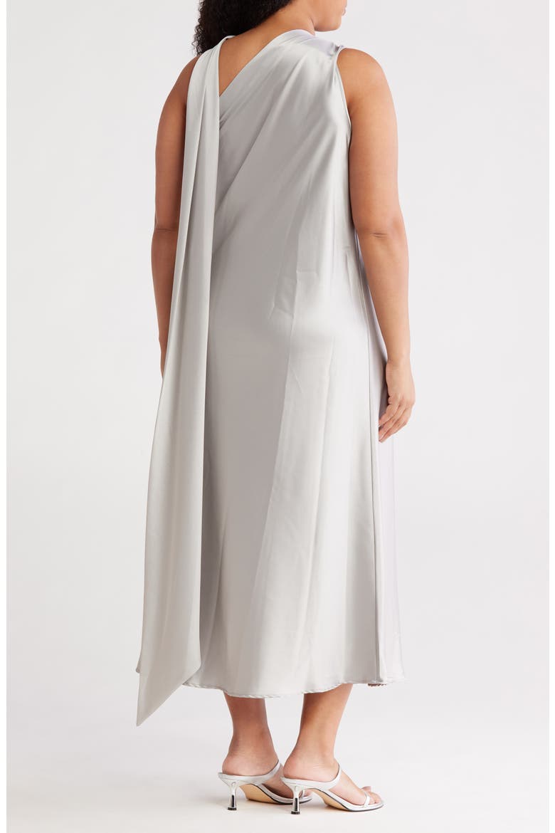 Scarf Neck One-Shoulder Maxi Dress, Alternate, color, SILVER