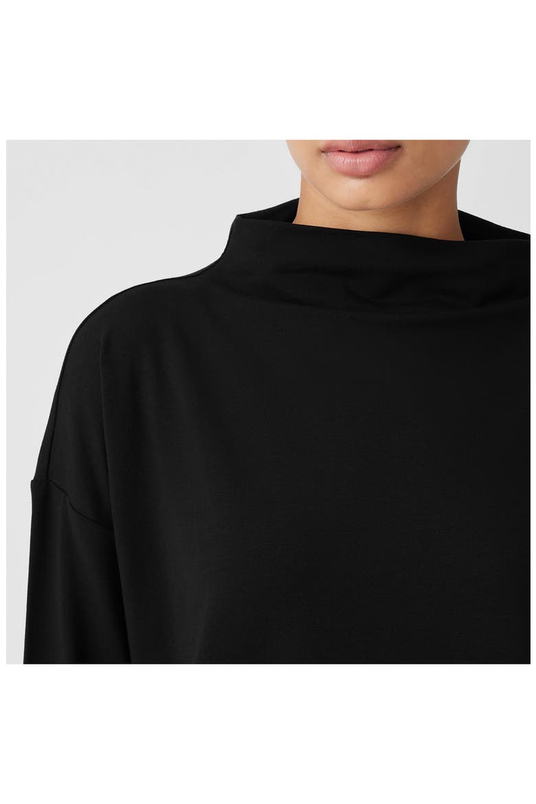 Funnel Neck Long Sleeve Boxy Top, Alternate, color, BLACK