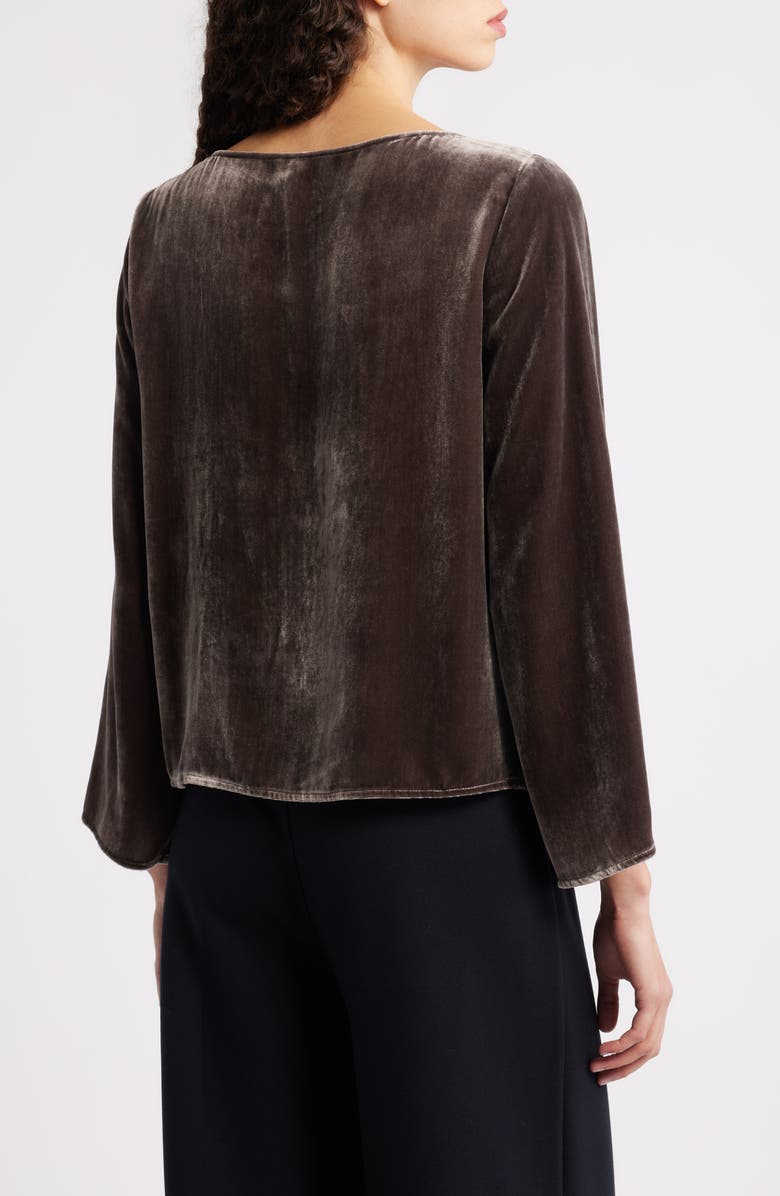 Eileen Fisher Ballet Neck Flare Sleeve Velvet Top, Alternate, color, Rye