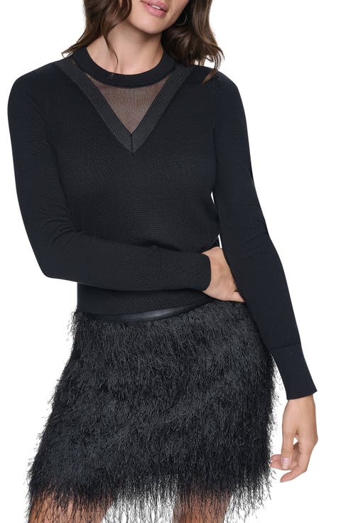 Mesh Window Crewneck Sweater