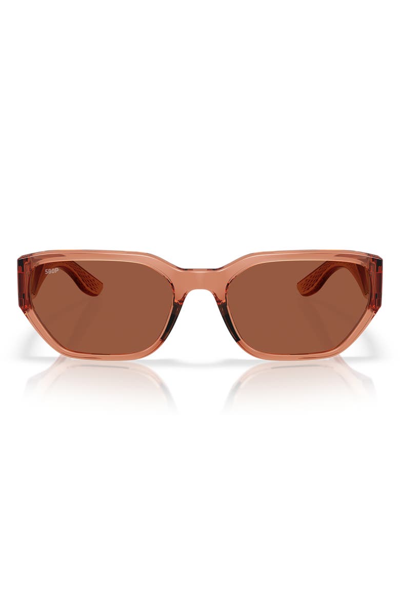 Costa Del Mar Clemente 58mm Polarized Rectangular Sunglasses, Main, color, Pink Sands/ Copper 580P