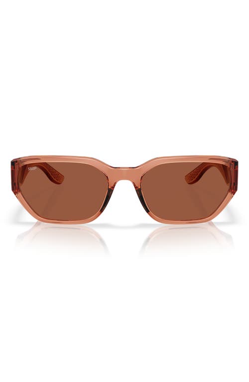 Costa Del Mar Clemente 58mm Polarized Rectangular Sunglasses In Pink Sands/copper 580p