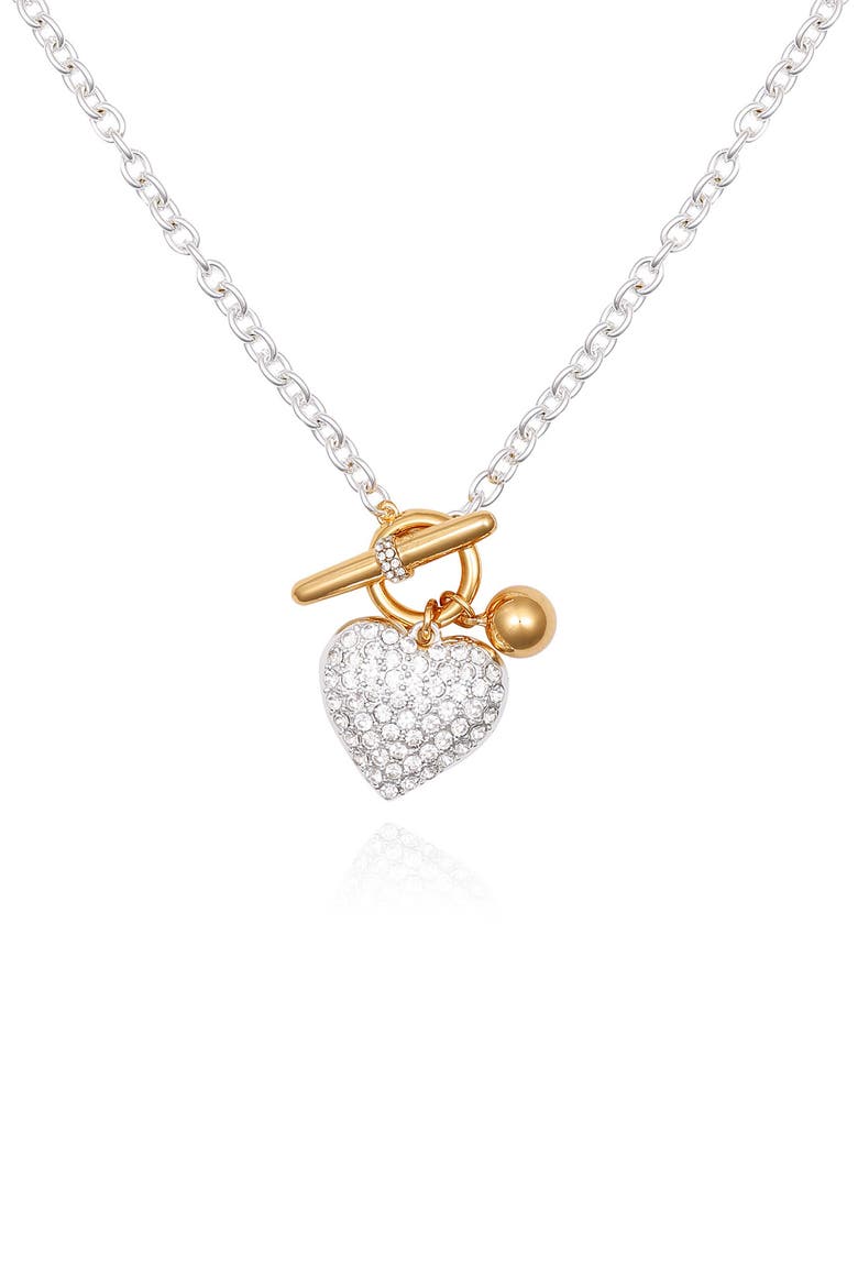 Two-Tone Crystal Toggle Pendant Necklace, Main, color, TWO TONE