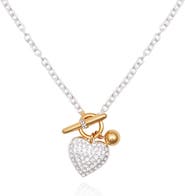 GUESS Two-Tone Crystal Toggle Pendant Necklace