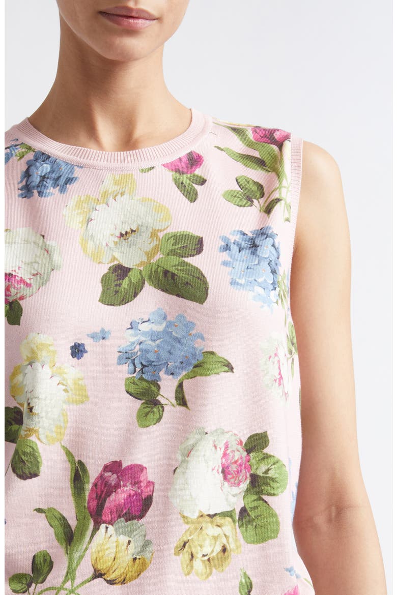 Floral Print Sleeveless Silk & Cotton Sweater, Main, color, ROSEWATER MULTI