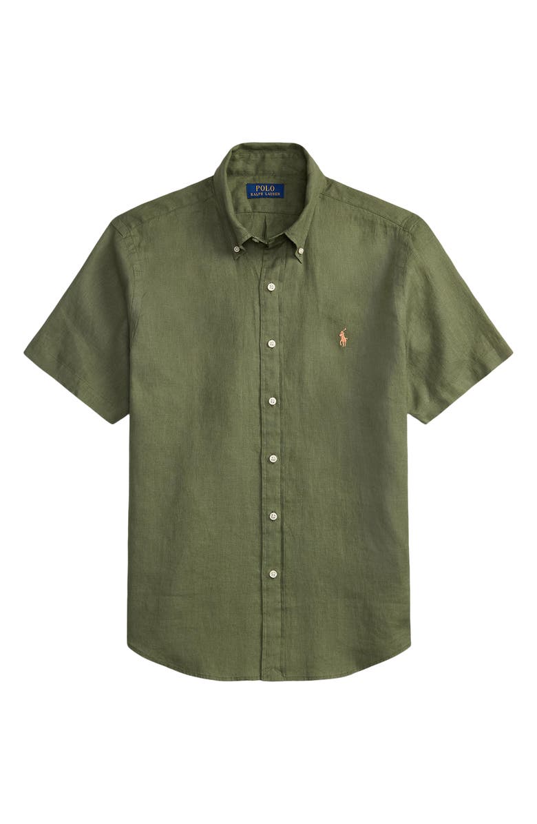 Polo Ralph Lauren Classic Fit Short Sleeve Linen Button-Down Shirt, Alternate, color, Garden Trail