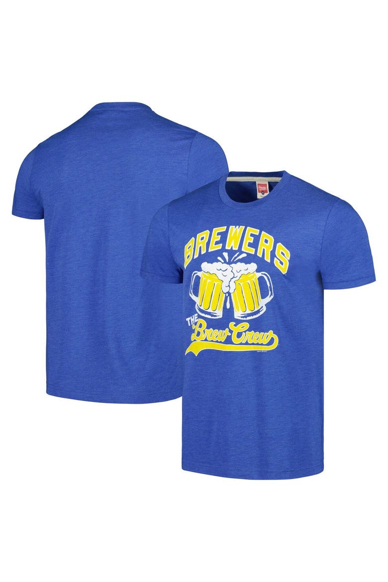 Men's Homage Royal Milwaukee Brewers Doodle Collection The Brew Crew Tri-Blend T-Shirt, Main, color, Royal
