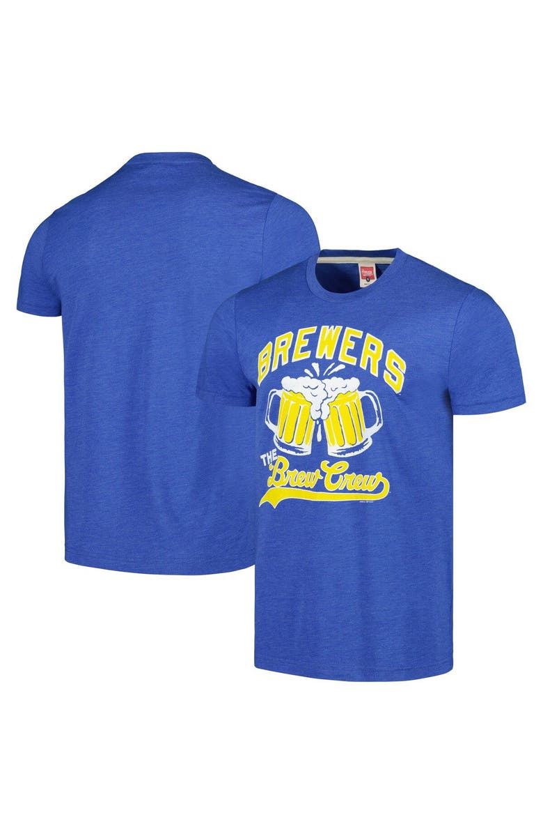 Homage Men's Homage Royal Milwaukee Brewers Doodle Collection The Brew Crew Tri-Blend T-Shirt, Main, color, Royal