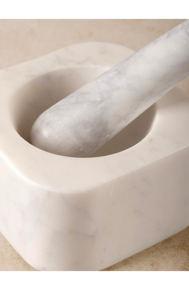 GAURI KOHLI Noble Marble Mortar and Pestle, Alternate, color, Ivory White