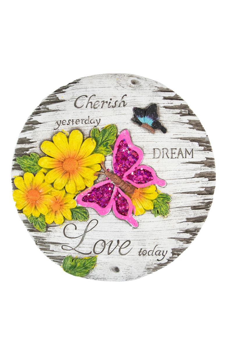 Northlight Set of 2 "Love Today" Outdoor Floral Garden Stones 10", Alternate, color, Purple