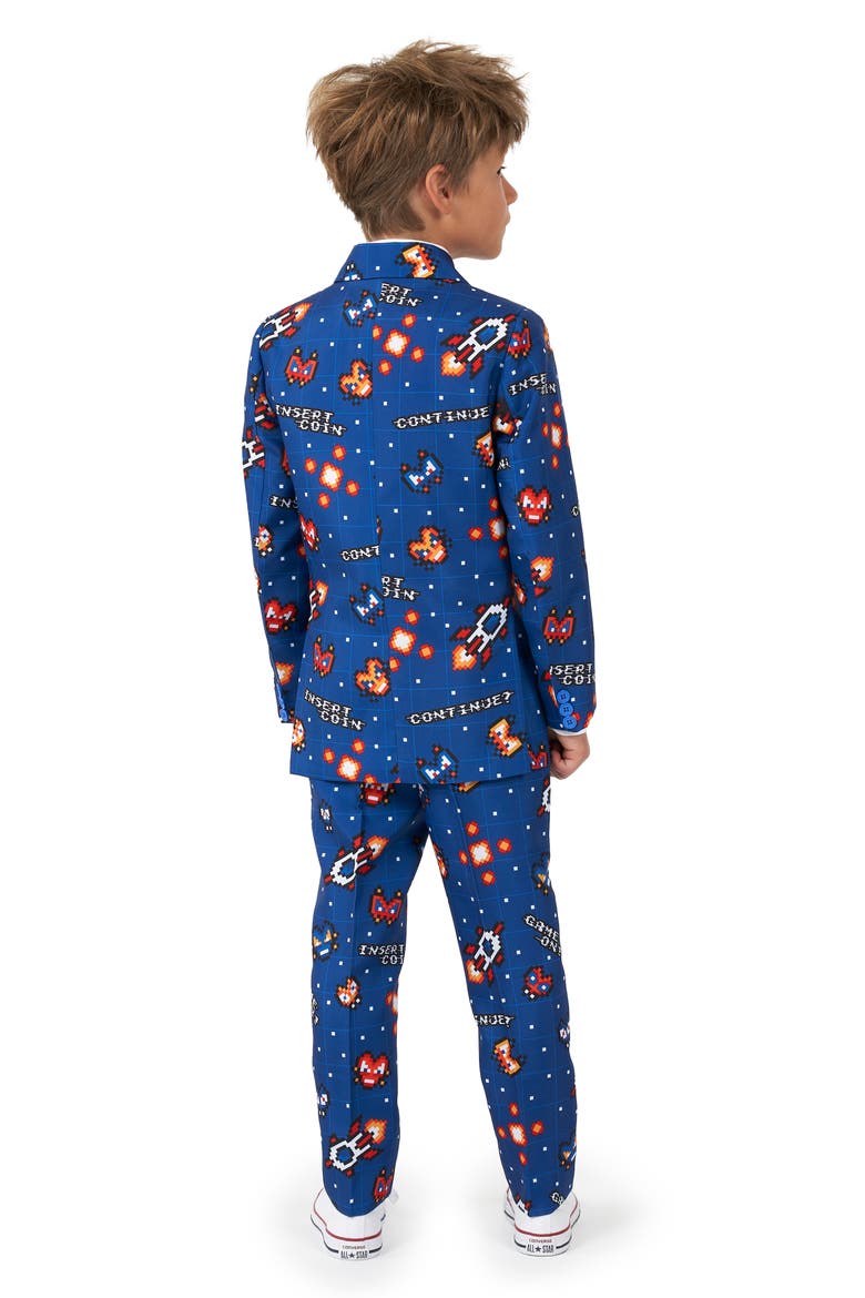 Retro Gamer Two-Piece Suit with Tie, Alternate, color, BLUE