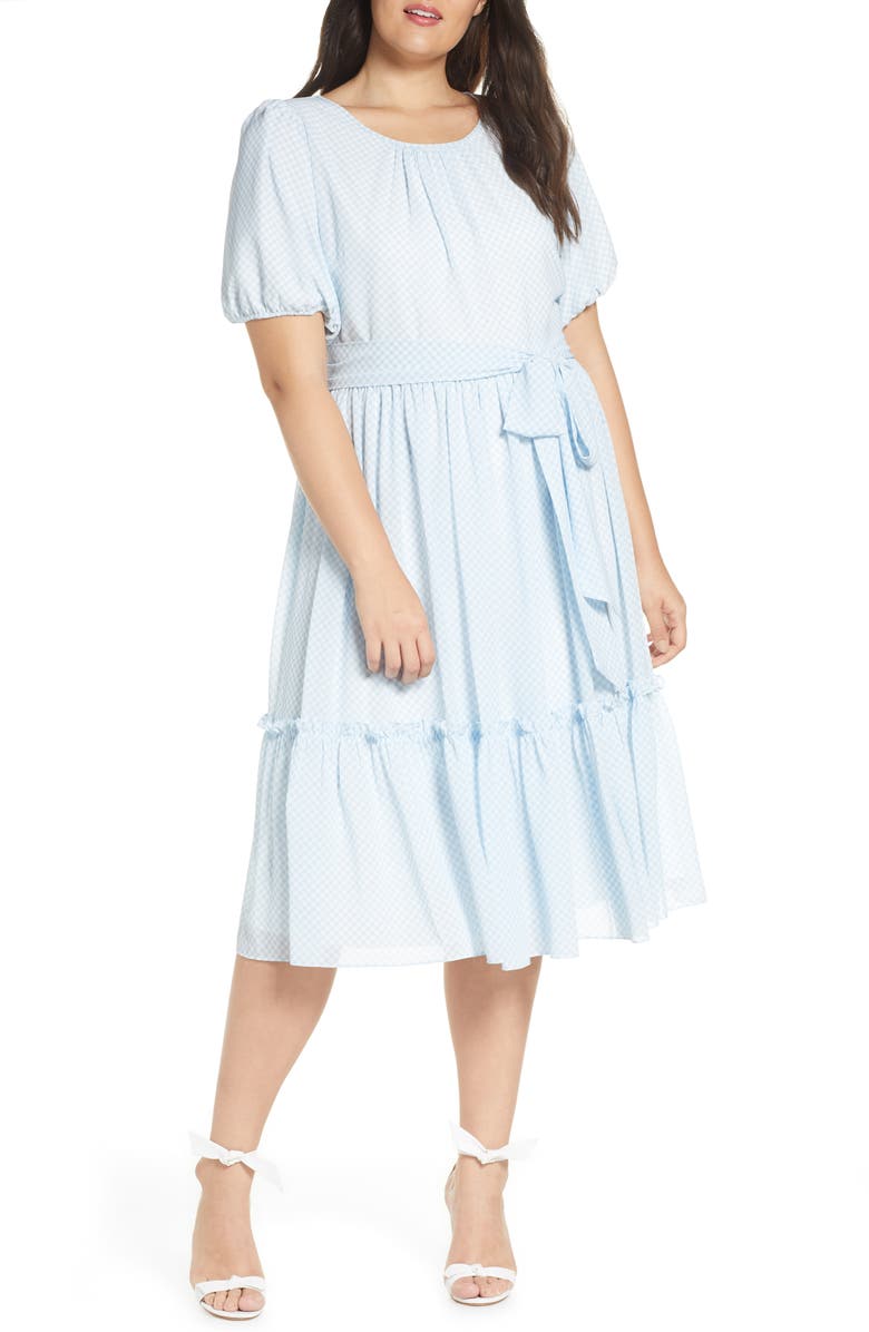 Rachel Parcell Gingham Puff Sleeve Dress, Alternate, color, 