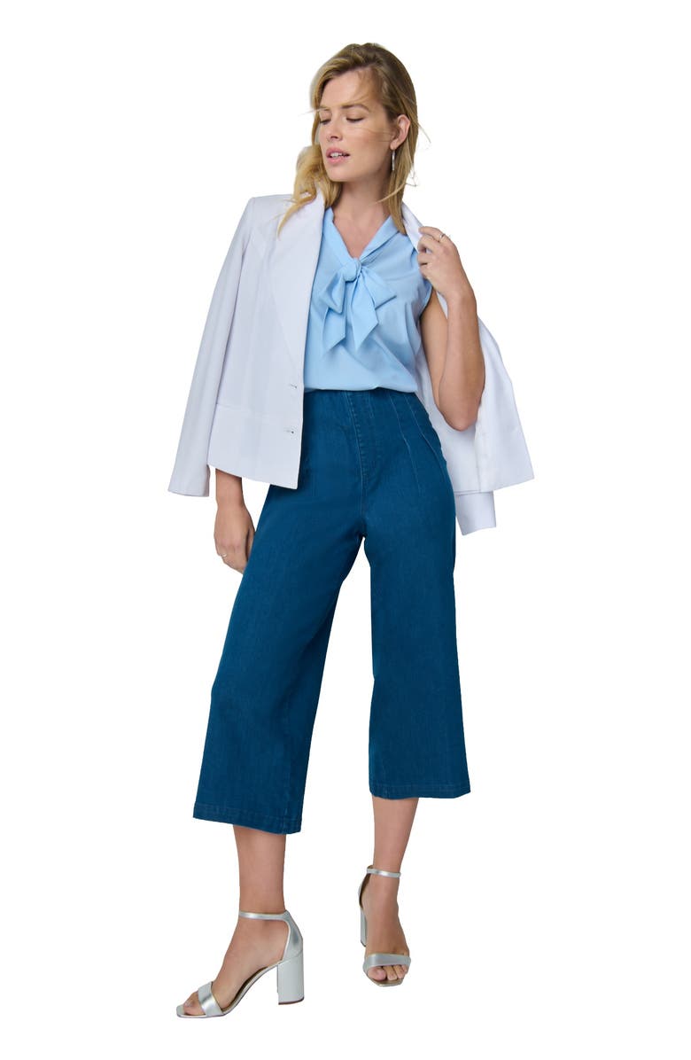 Jessica London Sculpt Fit Wide-Leg Crop Jeans, Main, color, Medium Stonewash