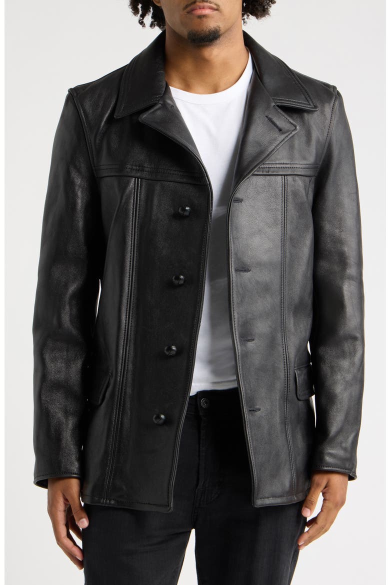 Backstage Leather Car Coat, Main, color, BLACK