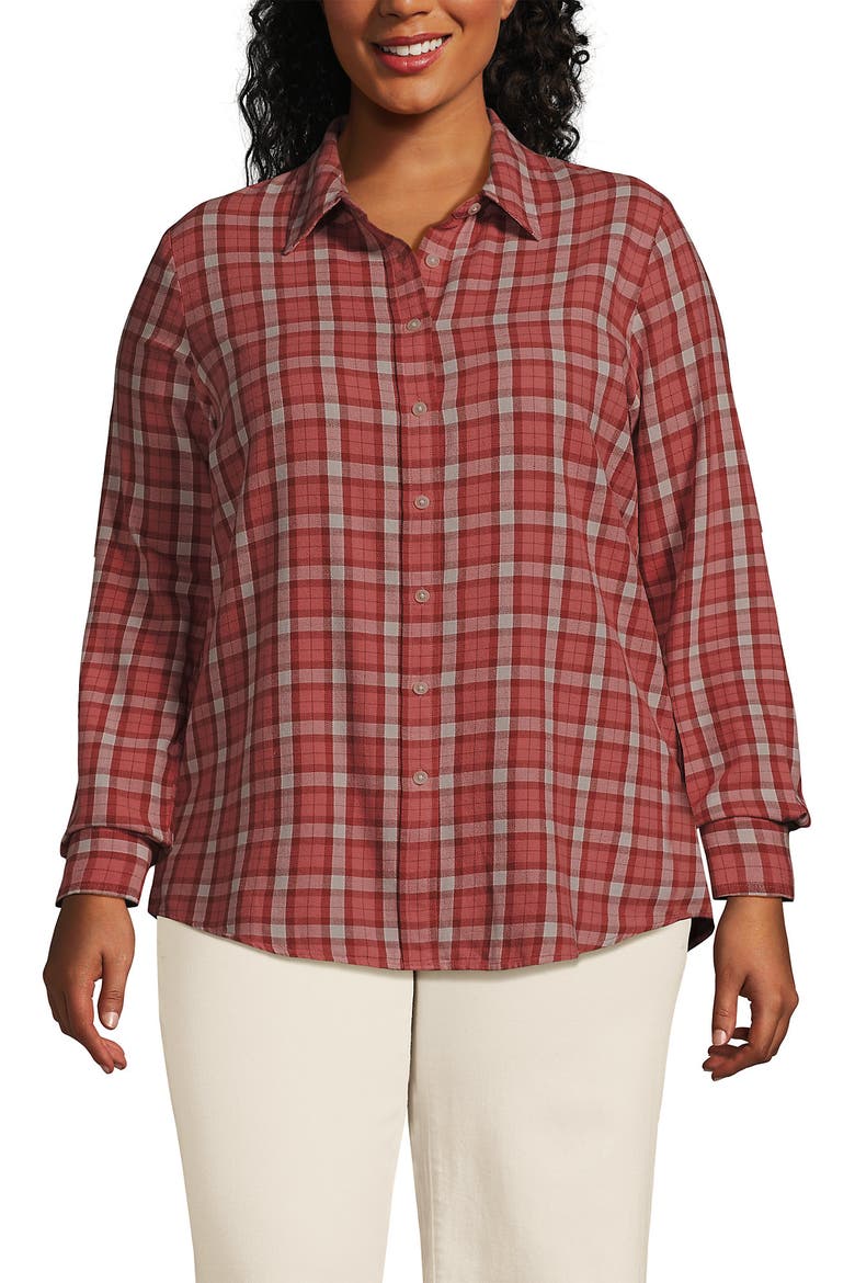 Flannel Shirt, Alternate, color, Sea Coral Small Plaid
