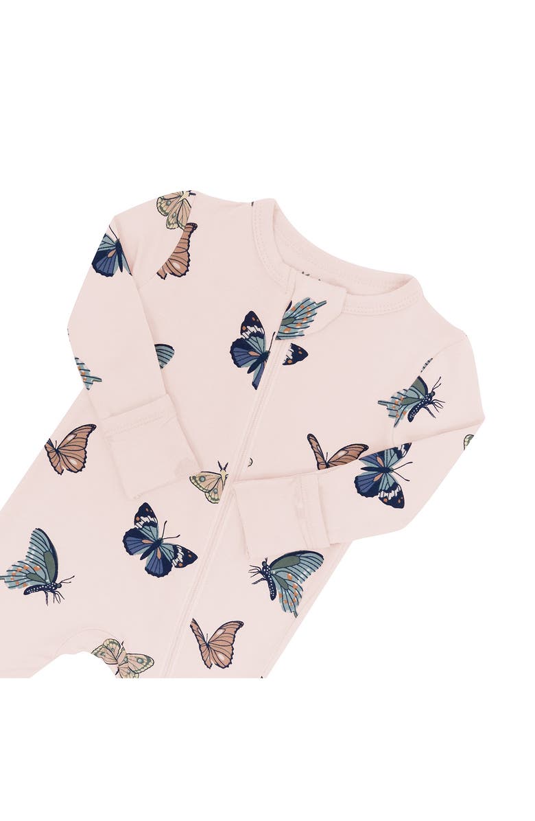 Kyte BABY Blush Butterfly Zip-Up Romper, Alternate, color, Blush Butterfly