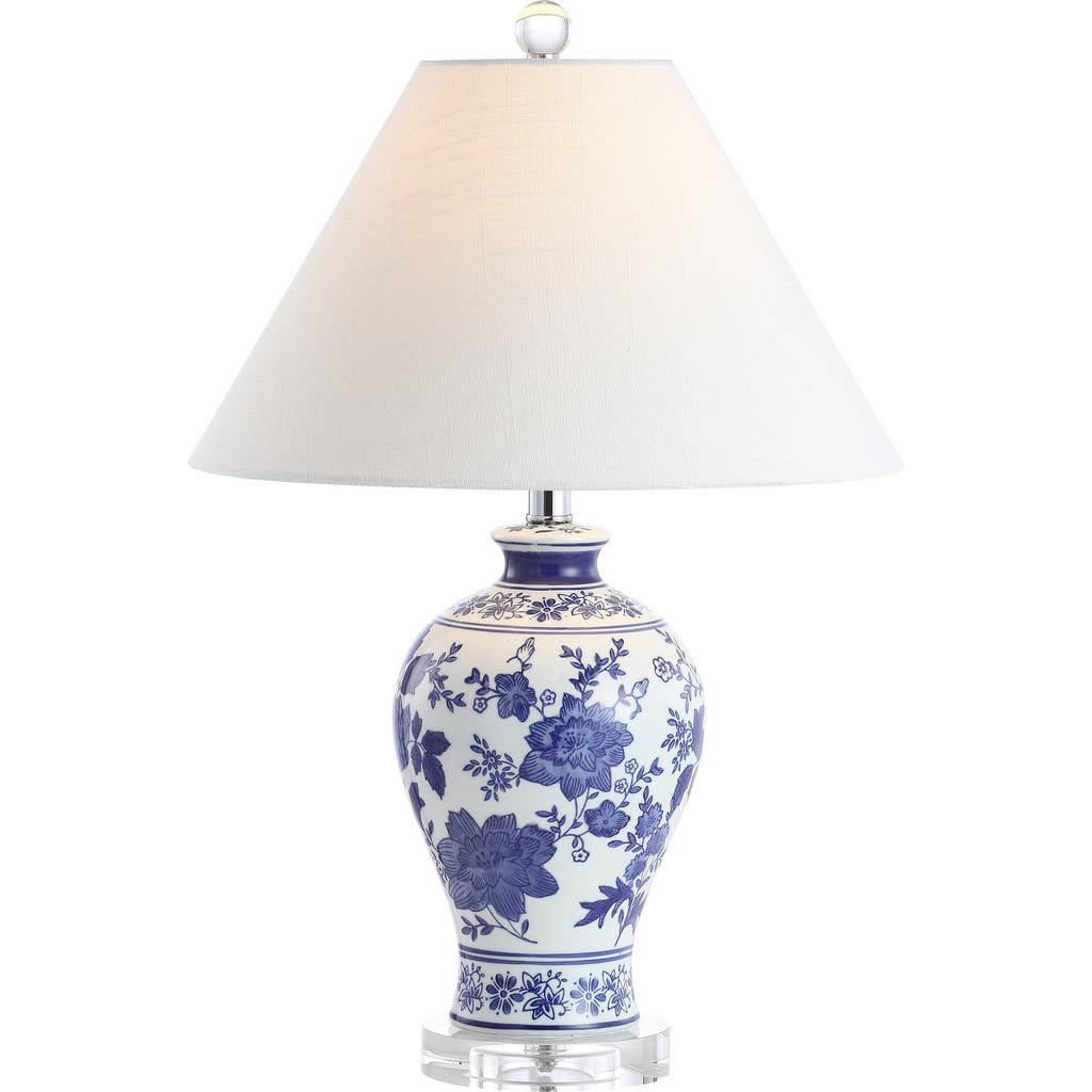Jonathan Y Song 21.5in Chinoiserie Floral Led Table Lamp In Blue/white