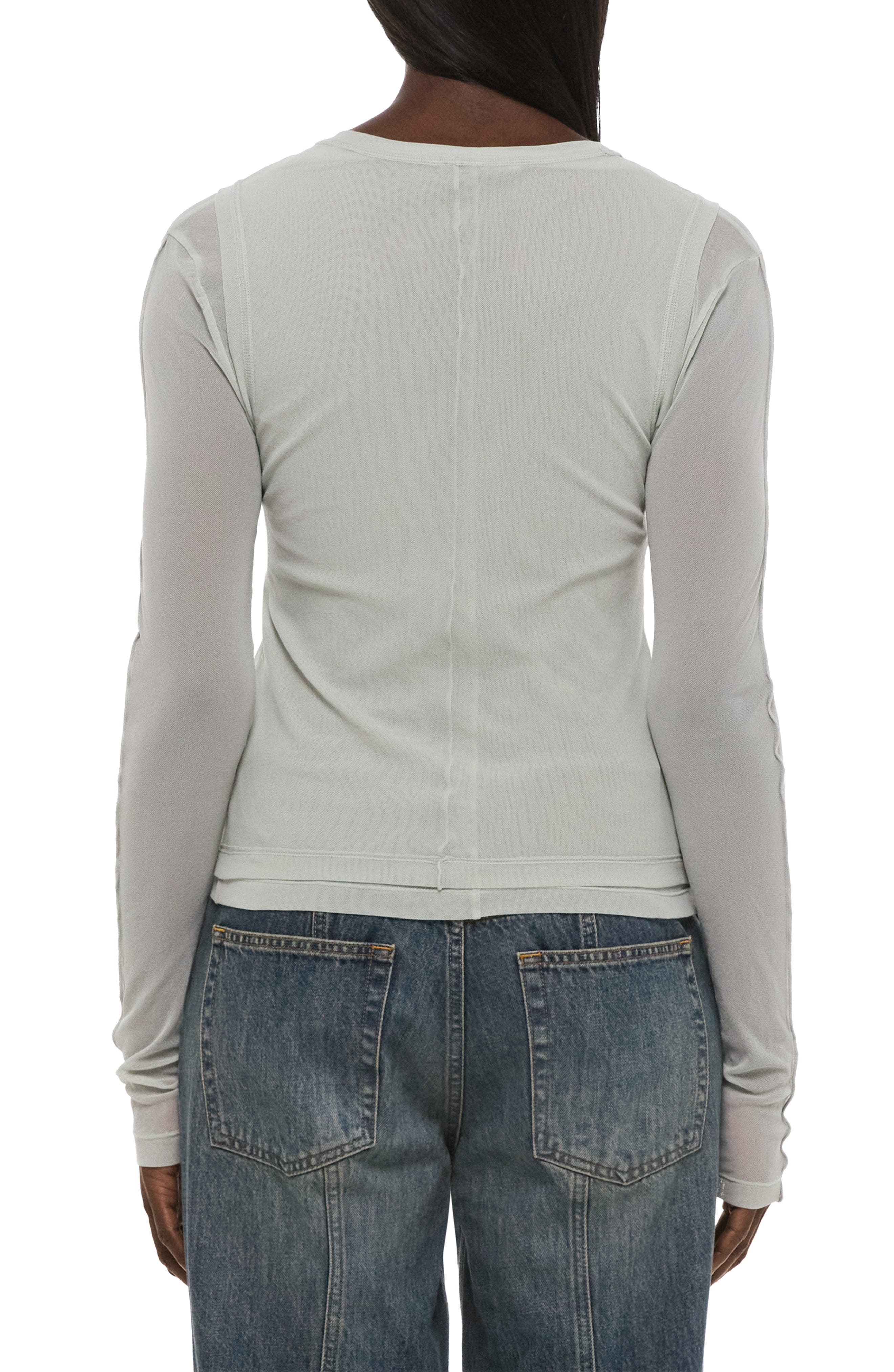 Layered Mesh Long Sleeve T-Shirt - image 4