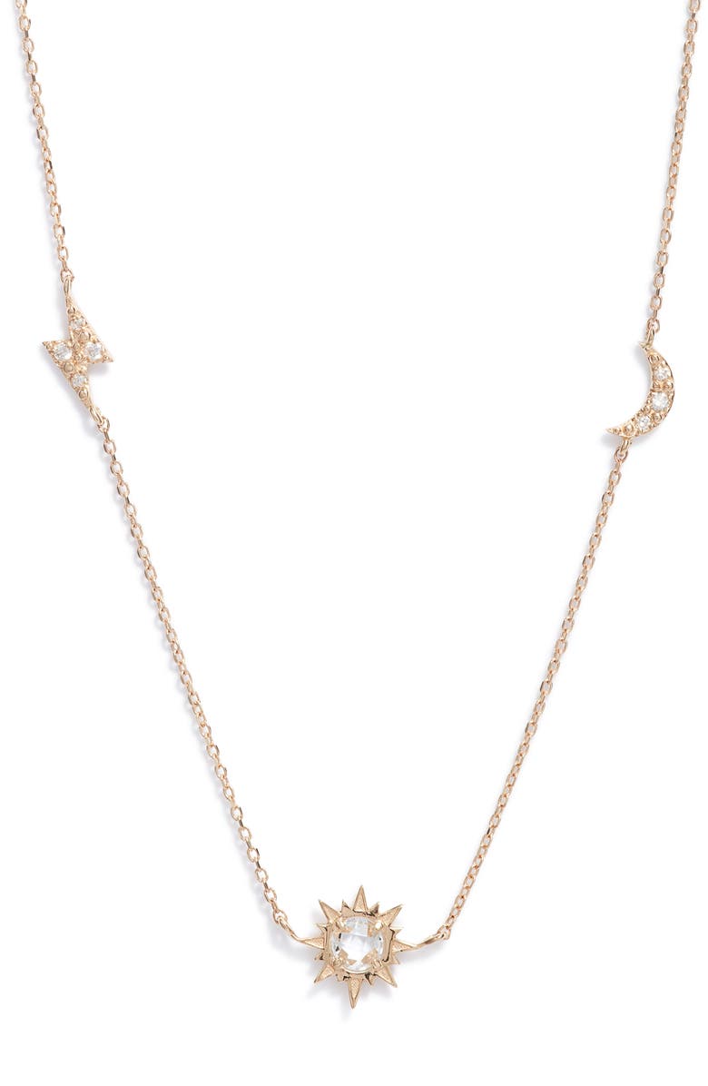 Anzie Luna Celestial Diamond Station Necklace, Main, color, 