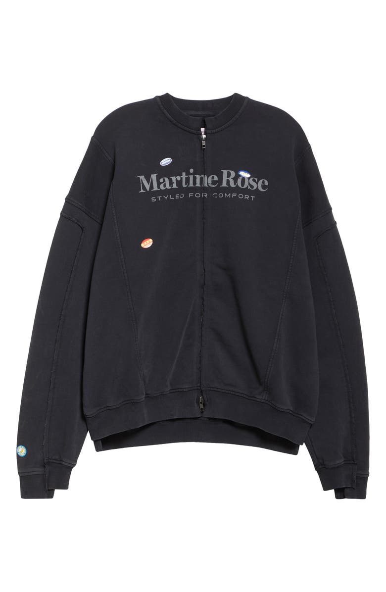 Martine Rose Zip Up Crewneck Graphic Sweatshirt, Alternate, color, 