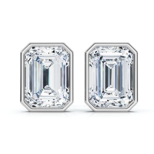 Bliss Diamond 2ct Tw Emerald Cut Bezel Diamond Studs 14k Gold Lab Grown Earrings In 14k White Gold
