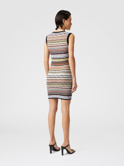 Missoni Rib-knit Striped Mini Dress In Blue