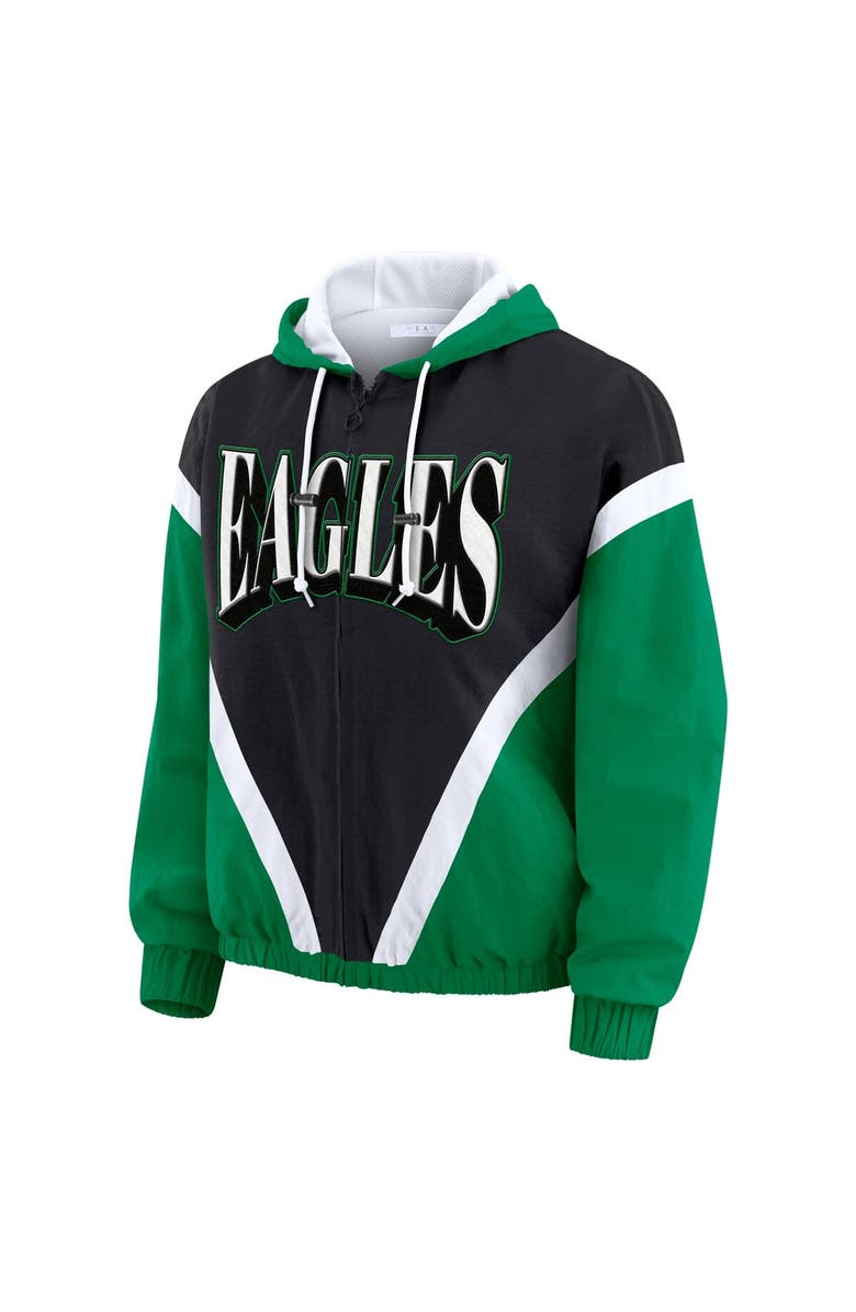 WEAR by Erin Andrews Women's WEAR by Erin Andrews Kelly Green/Black Philadelphia Eagles Plus Size Retro Crinkle Full-Zip Windbreaker Jacket, Alternate, color, Kelly Green