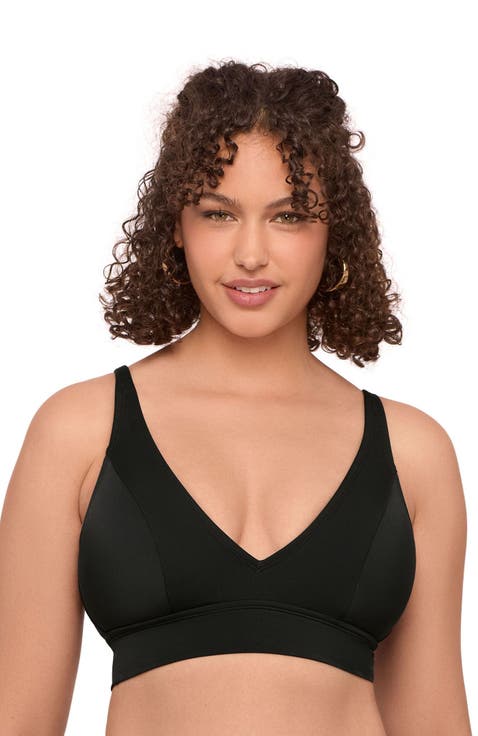 Supportive and Sculpting Banded Plunge V-Neck Bralette Swimsuit Top