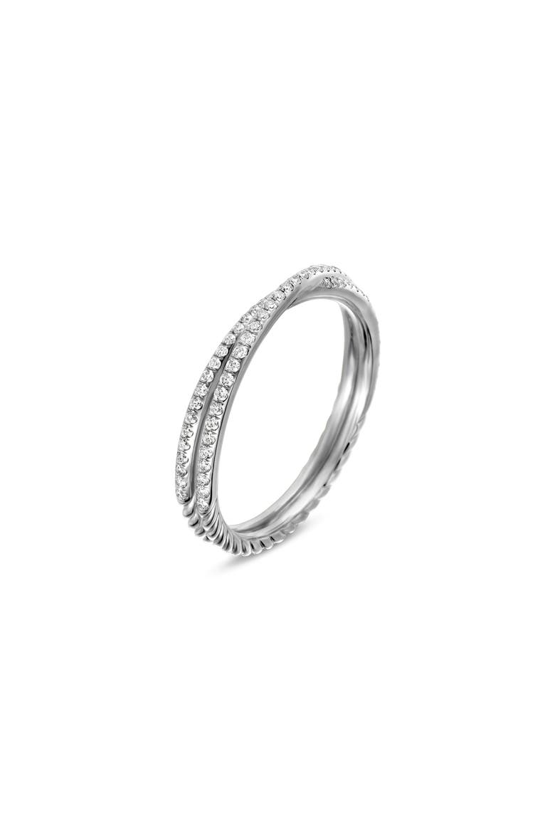 DY Crossover® Micro Pavé Band Ring in Platinum with Diamonds, Alternate, color, PLATINUM