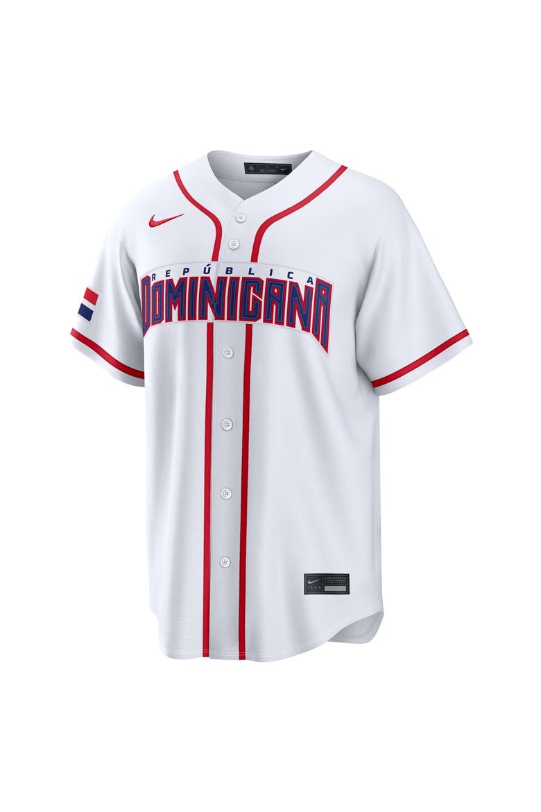 Men's Nike Vladimir Guerrero Jr. White Dominican Republic Baseball 2026 World Baseball Classic Home Stadium Jersey, Alternate, color, White