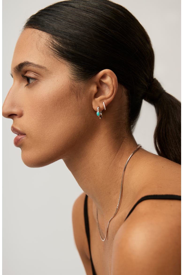 Small Magma Hoop Earrings, Alternate, color, SILVER/ AMAZONITE