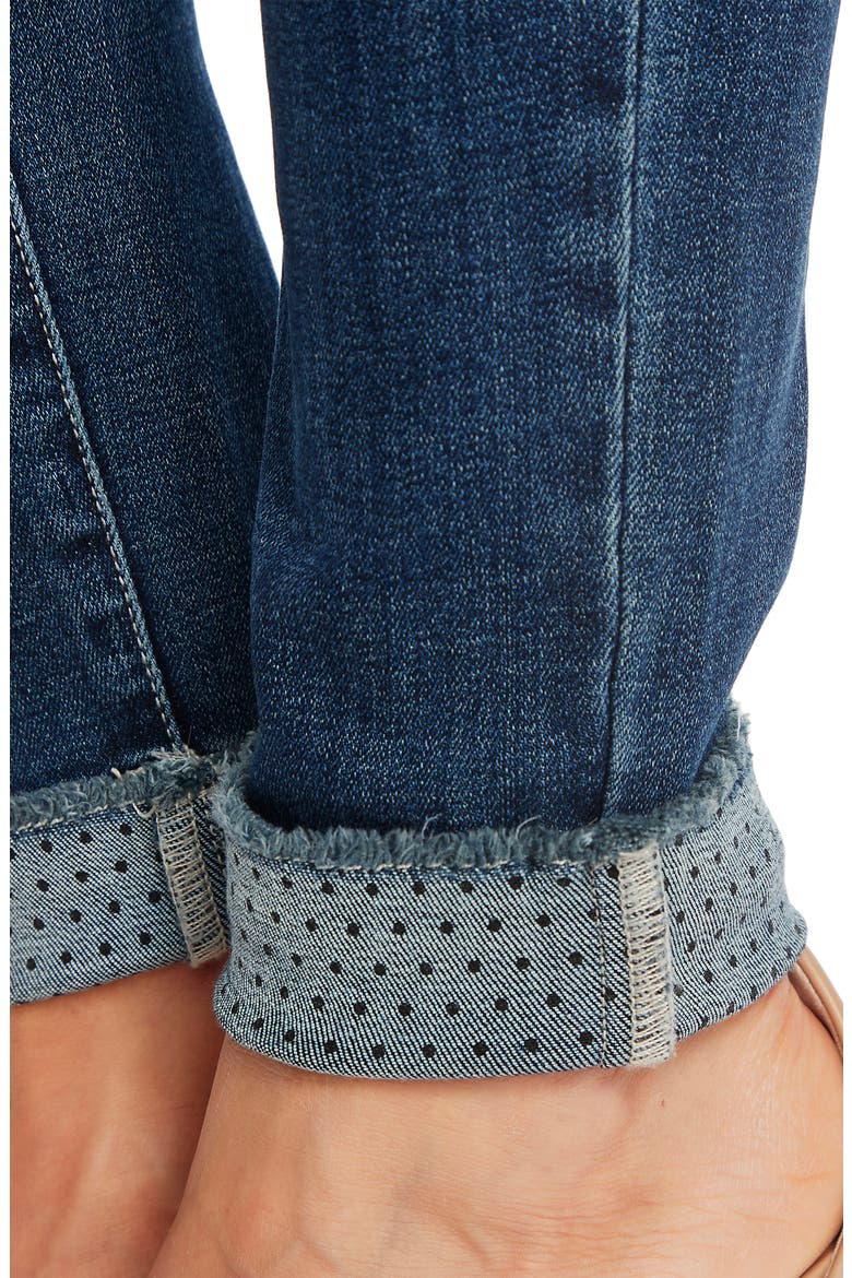 High Waist Polka Dot Cuff Jeans, Alternate, color, TRUE BLUE