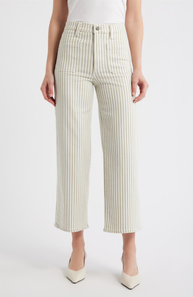 FRAME The Anchor High Waist Wide Leg Jeans, Main, color, Flax Stripe