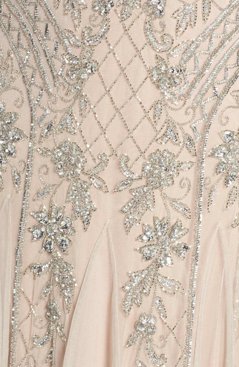 Adrianna Papell Beaded Double V-Neck Gown, Alternate, color, 