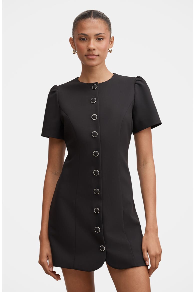 Elinda Button-Up Minidress, Alternate, color, BLACK