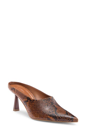 Open Edit Vivica Pointed Toe Mule In Brown Snake