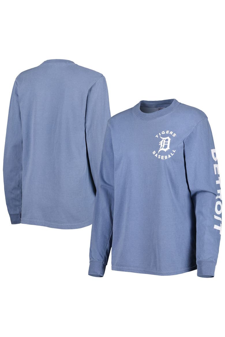 Women's Soft as a Grape Blue Detroit Tigers Team Pigment Dye Long Sleeve T-Shirt, Main, color, Blue
