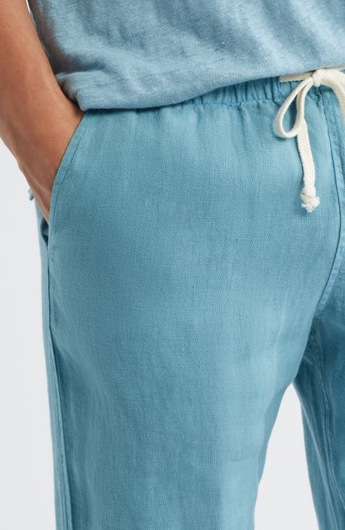 Alex Crane Bo Linen Drawstring Pants In Blue