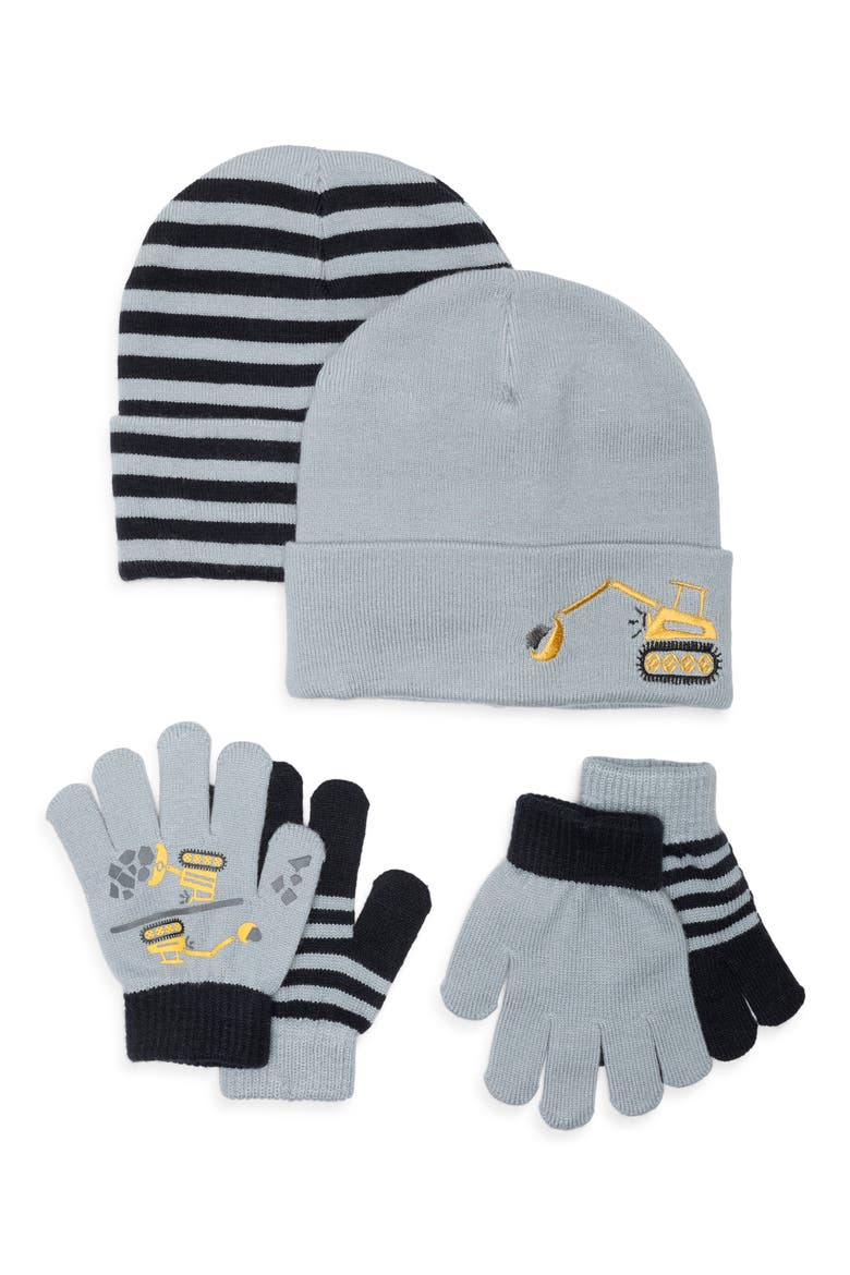 Kids' 4-Piece Beanie & Gloves Set, Main, color, STORM