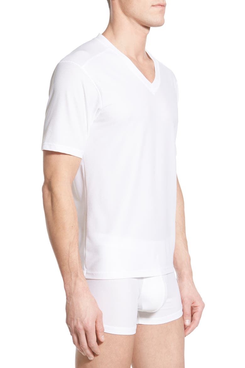 'Give-N-Go' Mesh V-Neck T-Shirt, Alternate, color, WHITE
