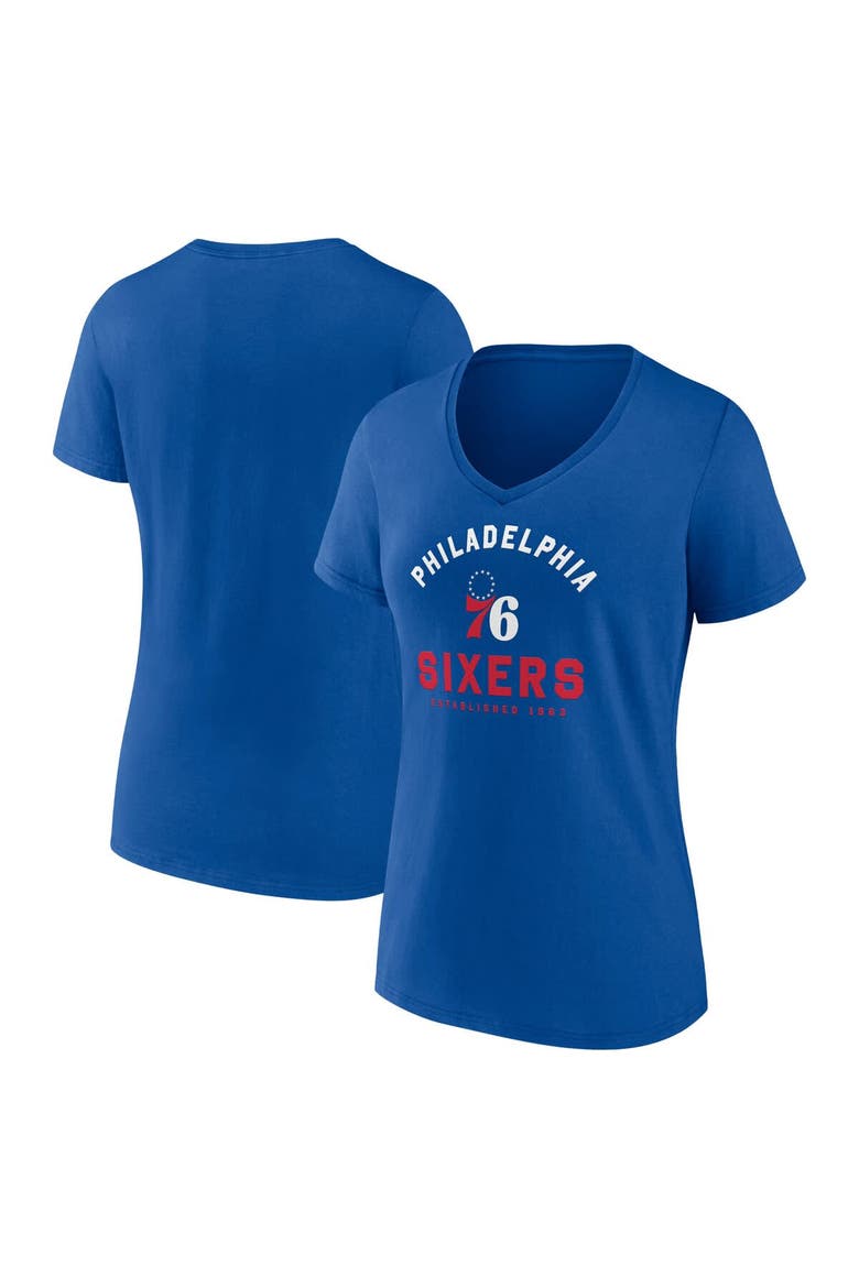 Women's Logo Athletic Royal Philadelphia 76ers Unrivaled V-Neck T-Shirt, Main, color, Royal