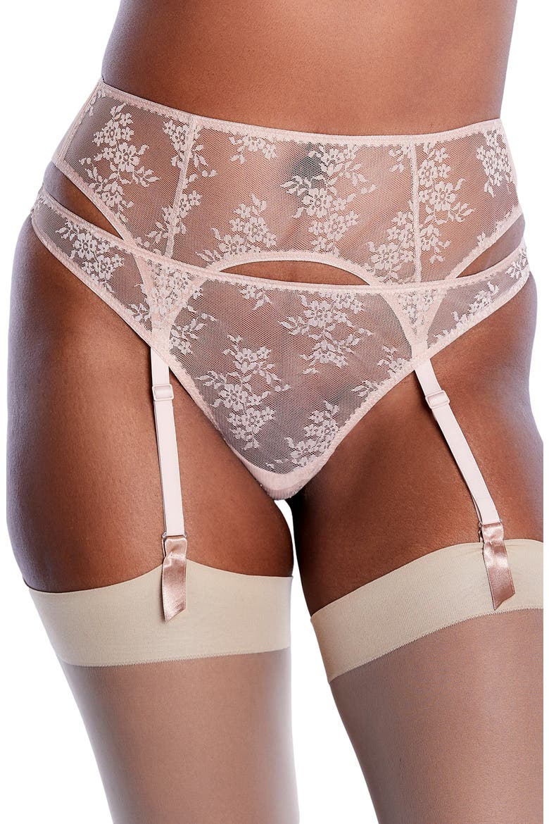 Romy Lace Suspender Belt, Main, color, AMANDE