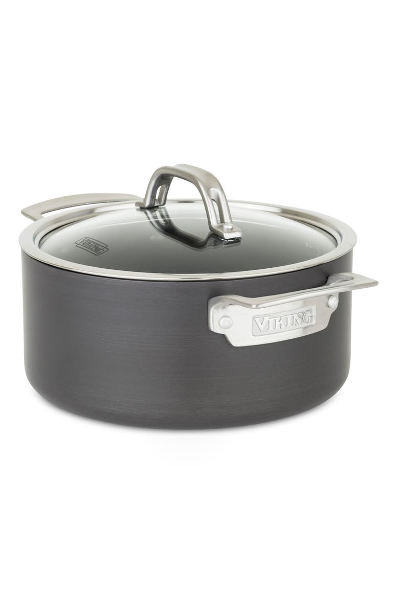 4-Quart Hard Anodized Nonstick Soup Pot with Lid, Main, color, DARK GREY