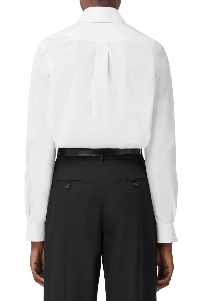 Anette TB Embroidered Cotton Button-Down Shirt, Alternate, color, OPTIC WHITE