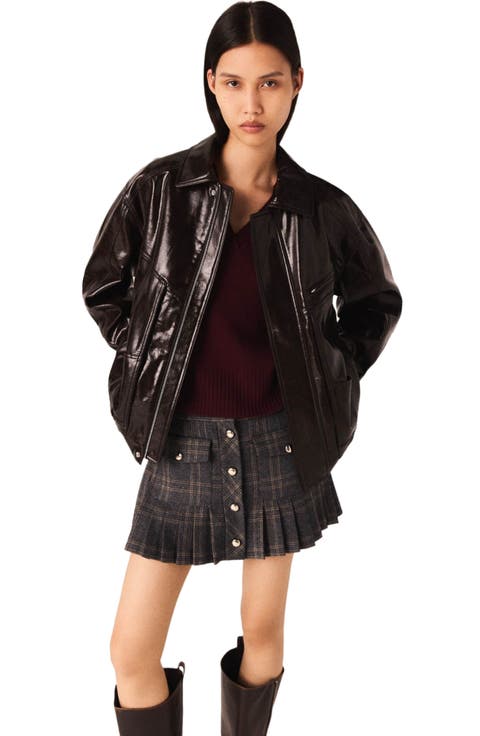 Crackled faux leather jacket