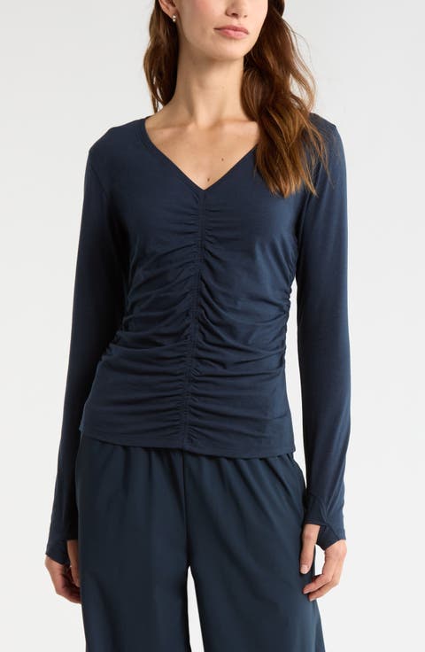 Ruched Long Sleeve T-Shirt