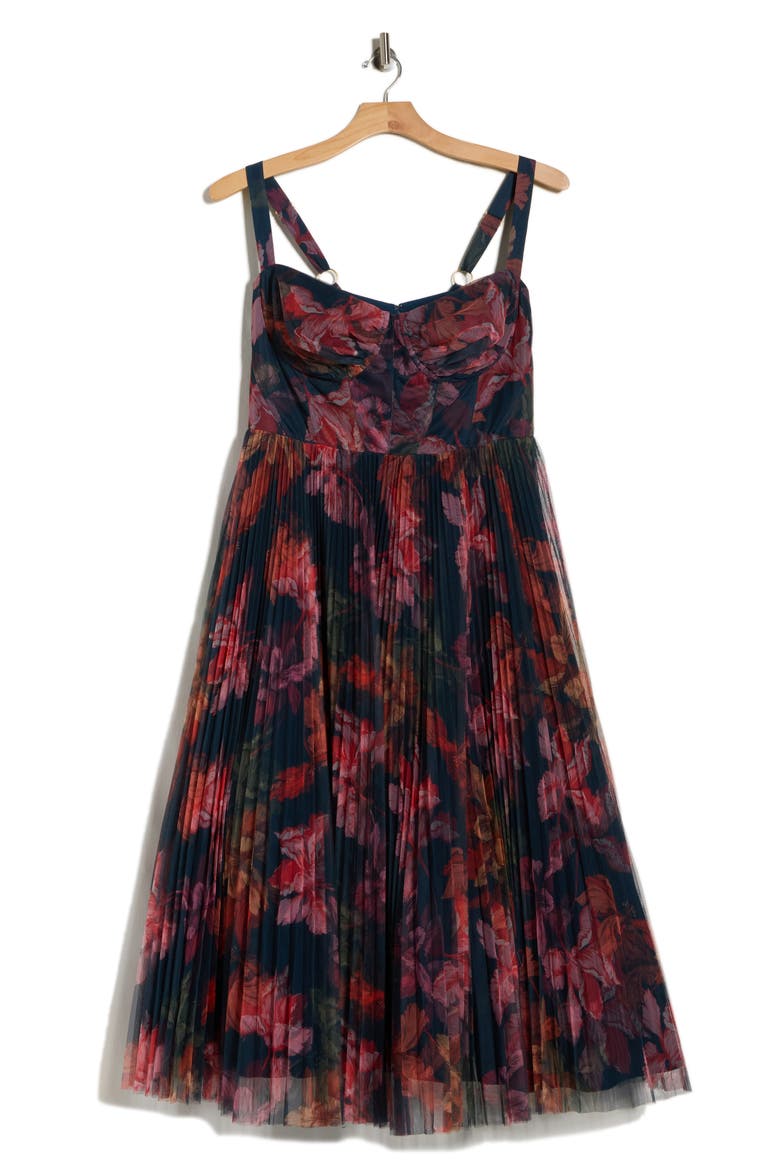 Willa Floral Tulle Gown, Main, color, NAVY MULTI SKETCHED IRIS