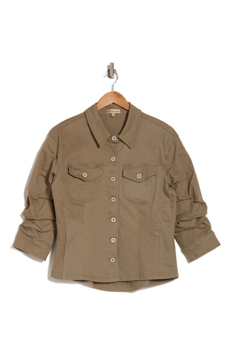 Cinch Sleeve Denim Jacket, Alternate, color, LOK-LAUREL OAK